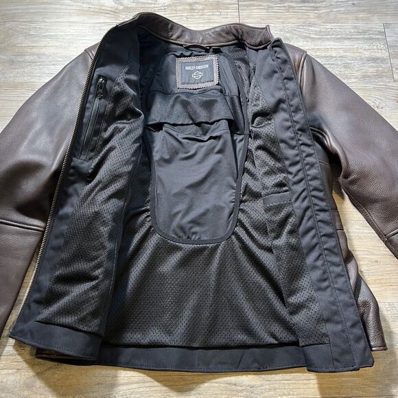 Harley Davidson Leather Jacket Women's XL Victory Lane Heavyweight Brown $600 - Picture 5 of 12